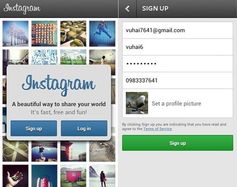 Cách tạo tài khoản instagram 